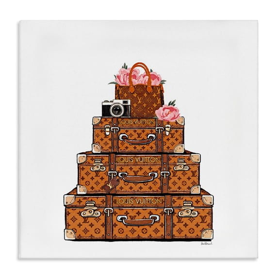 Stupell Industries Glam Suitcases with Flowers & Camera Canvas Art, 17 x 17, by Amanda Greenwood