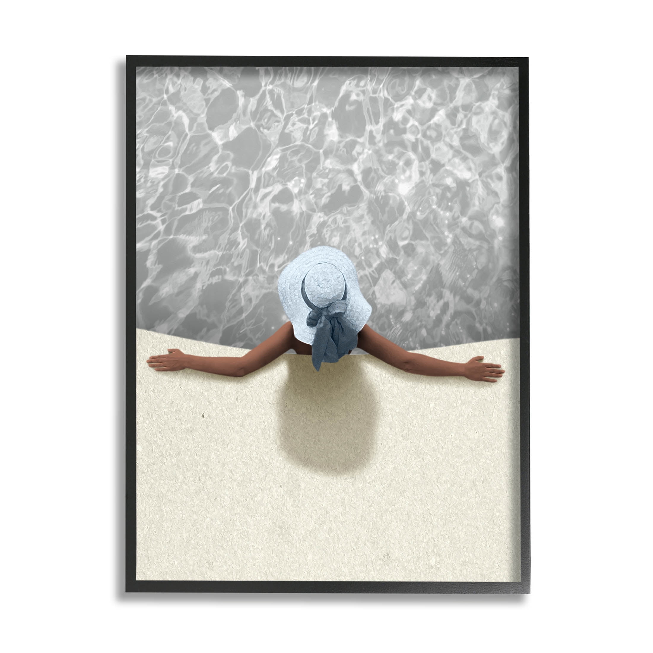 Stupell Industries Summer Aerial View Person Pool Water Graphic Art Black Framed Art Print Wall Art, Design by Marcus Prime