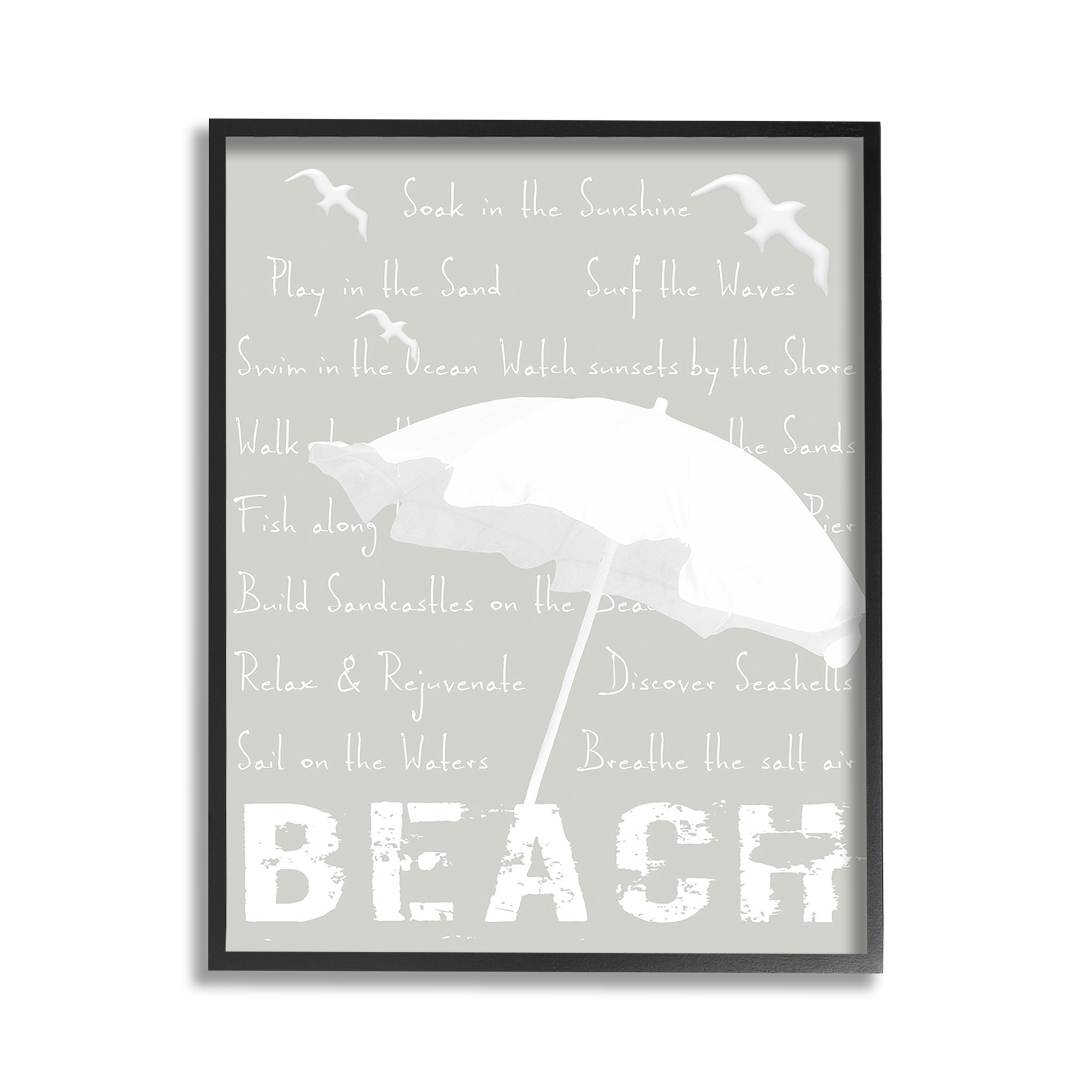 Stupell Industries Summer Beach Activities Animals & Insects Painting Black Framed Art Print Wall Art, 11 x 14