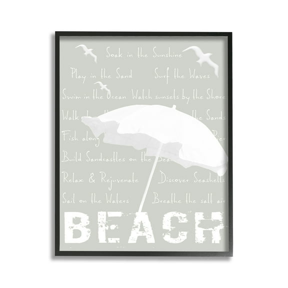 Stupell Industries Summer Beach Activities Animals & Insects Painting Black Framed Art Print Wall Art, 11 x 14