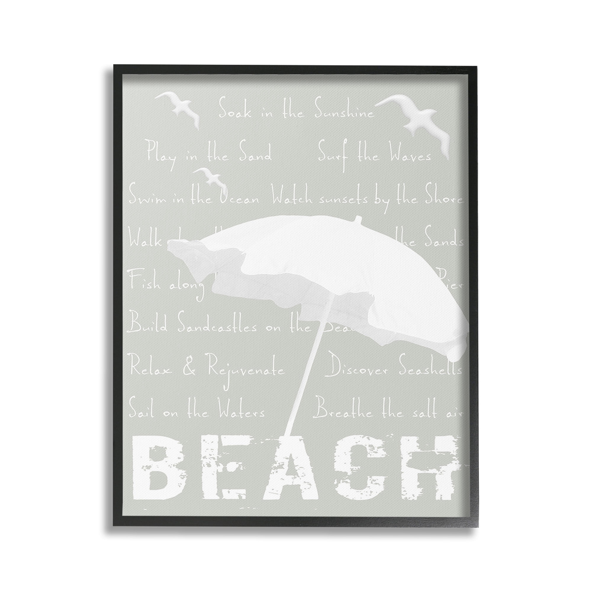 Stupell Industries Summer Beach Activities Animals & Insects Painting Black Framed Art Print Wall Art, 24 x 30