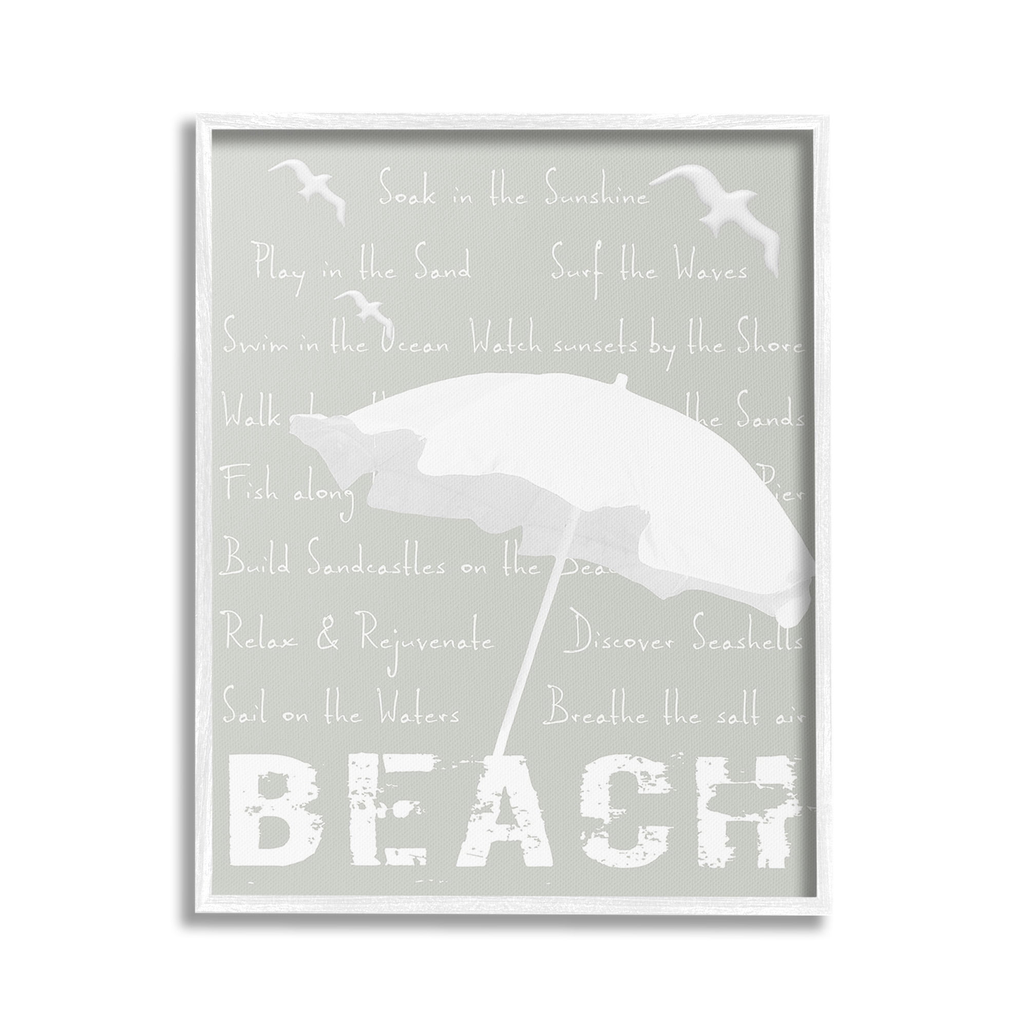 Stupell Industries Summer Beach Activities Animals & Insects Painting White Framed Art Print Wall Art, 24 x 30