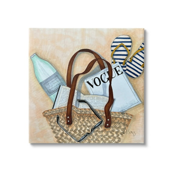 Stupell Industries Summer Beach Bag Beauty & Fashion Painting Gallery Wrapped Canvas Art Print Wall Art, 17 x 17