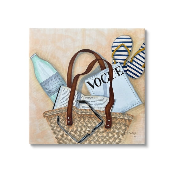 Stupell Industries Summer Beach Bag Beauty & Fashion Painting Gallery Wrapped Canvas Art Print Wall Art, 24 x 24