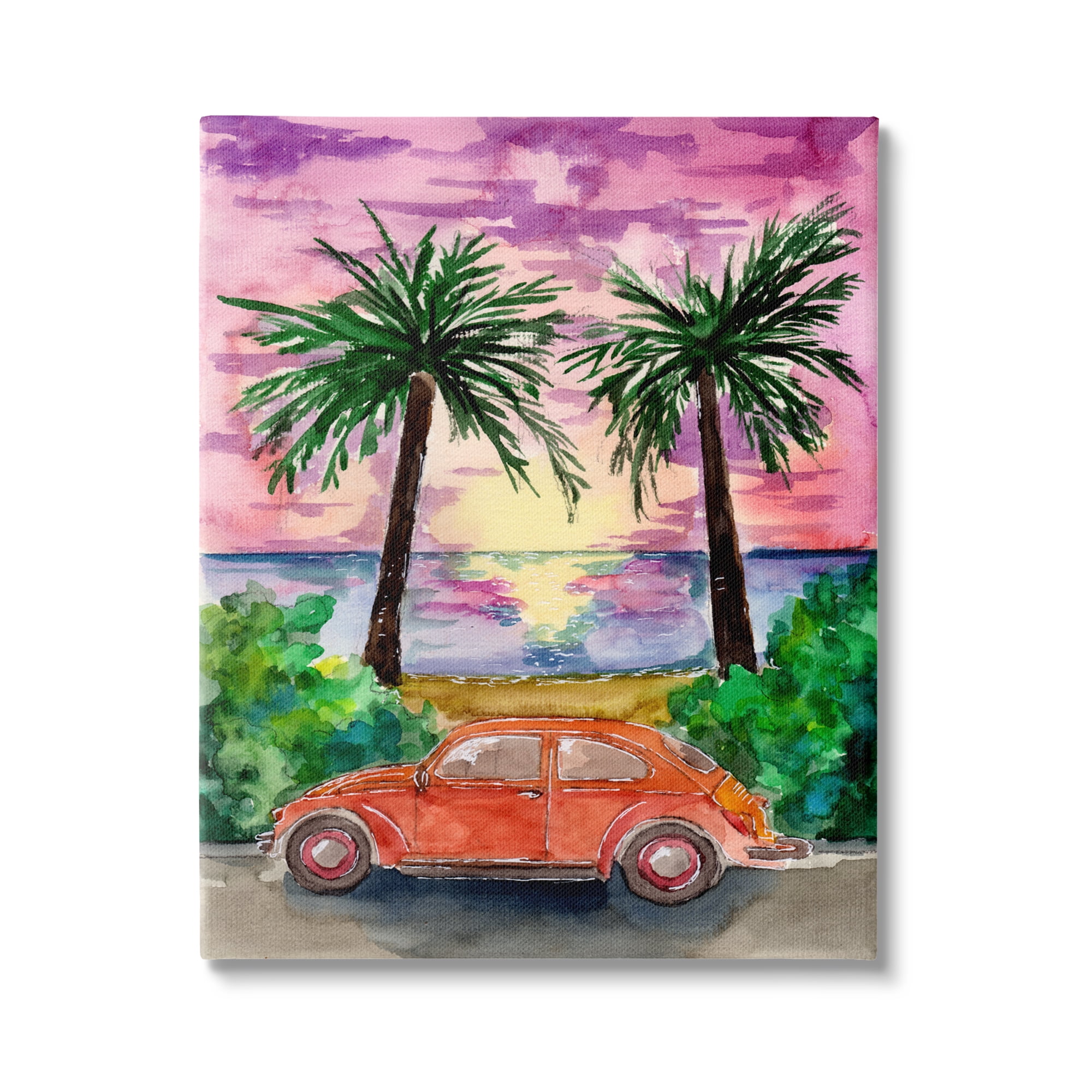 Stupell Industries Summer Beach Buggy Transportation Painting Gallery Wrapped Canvas Print Wall Art, 30 x 40