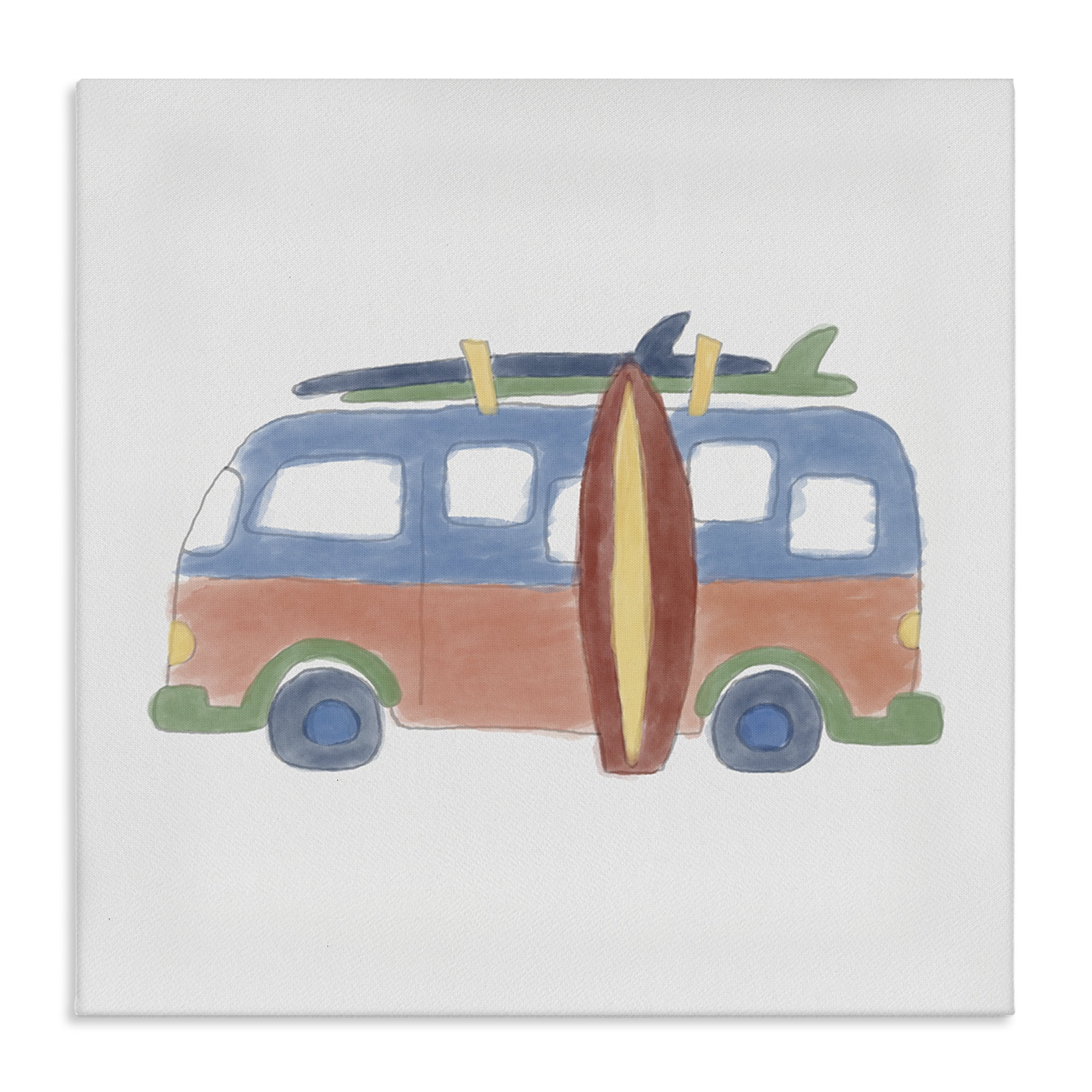 Stupell Industries Summer Beach Bus Transportation Painting Gallery Wrapped Canvas Art Print Wall Art, 36 x 36