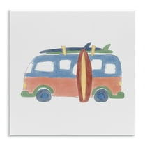 Stupell Industries Summer Beach Bus Transportation Painting Unframed Art Print Wall Art, 12 x 12