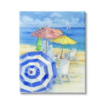 Stupell Industries Summer Beach Coast Ocean Waves Painting Gallery Wrapped Canvas Print Wall Art, Design by Paul Brent