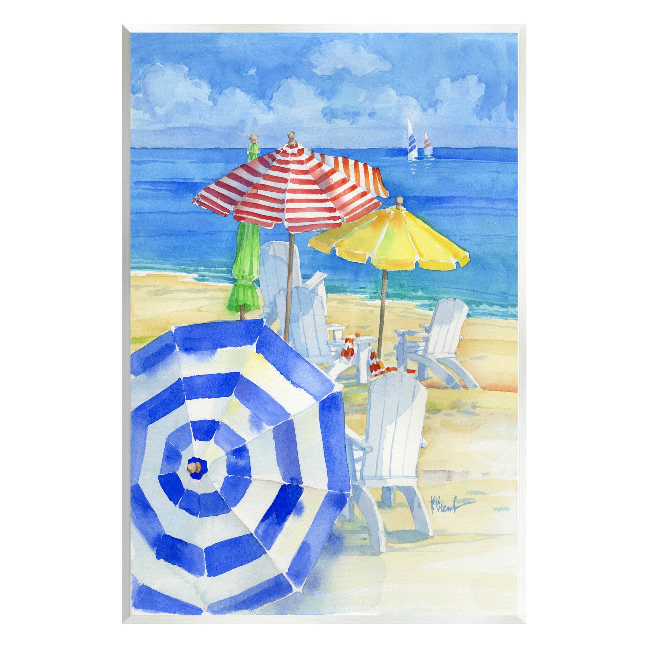 Stupell Industries Summer Beach Coast Ocean Waves Painting Unframed Art Print Wall Art, Design by Paul Brent