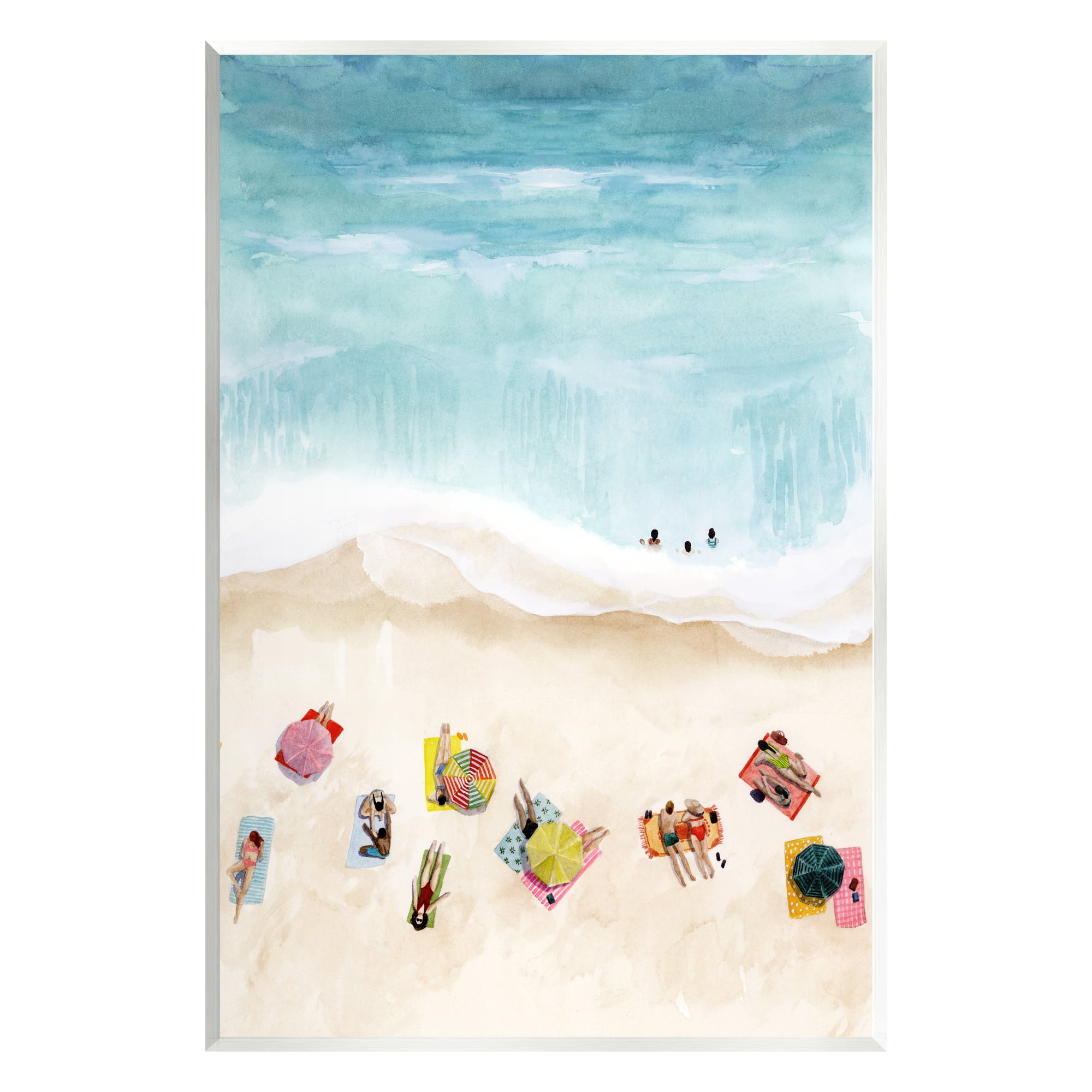 Stupell Industries Summer Beach Day People Swimming Coastal Painting Unframed Art Print Wall Art
