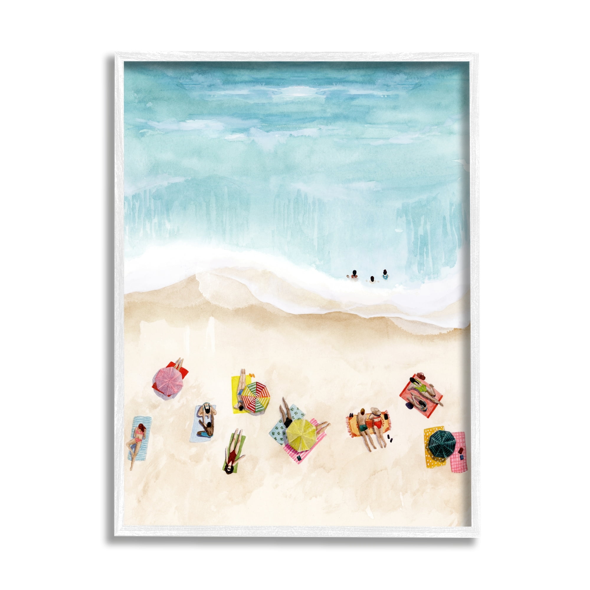 White Framed Coastal Landscape Canvas Print, 16" x 20"