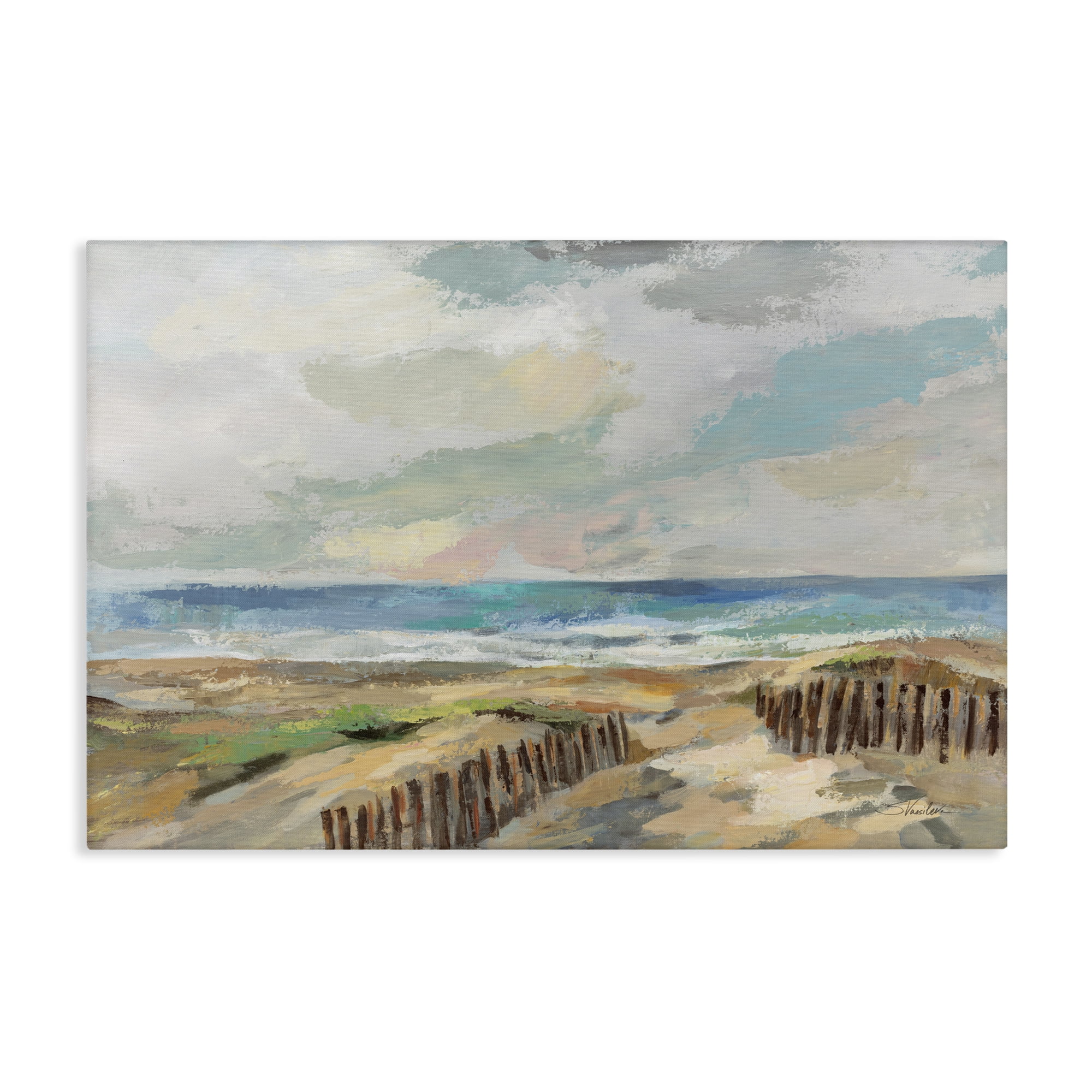 Stupell Industries Summer Beach Dunes Landscape & Nature Painting Wrapped Canvas Art Print Wall Art, 24 x 16