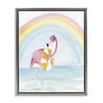 thumbnail image 1 of Stupell Industries Summer Beach Flamingo Coastal Painting Gray Floater Framed Art Print Wall Art, 17 x 21, 1 of 10