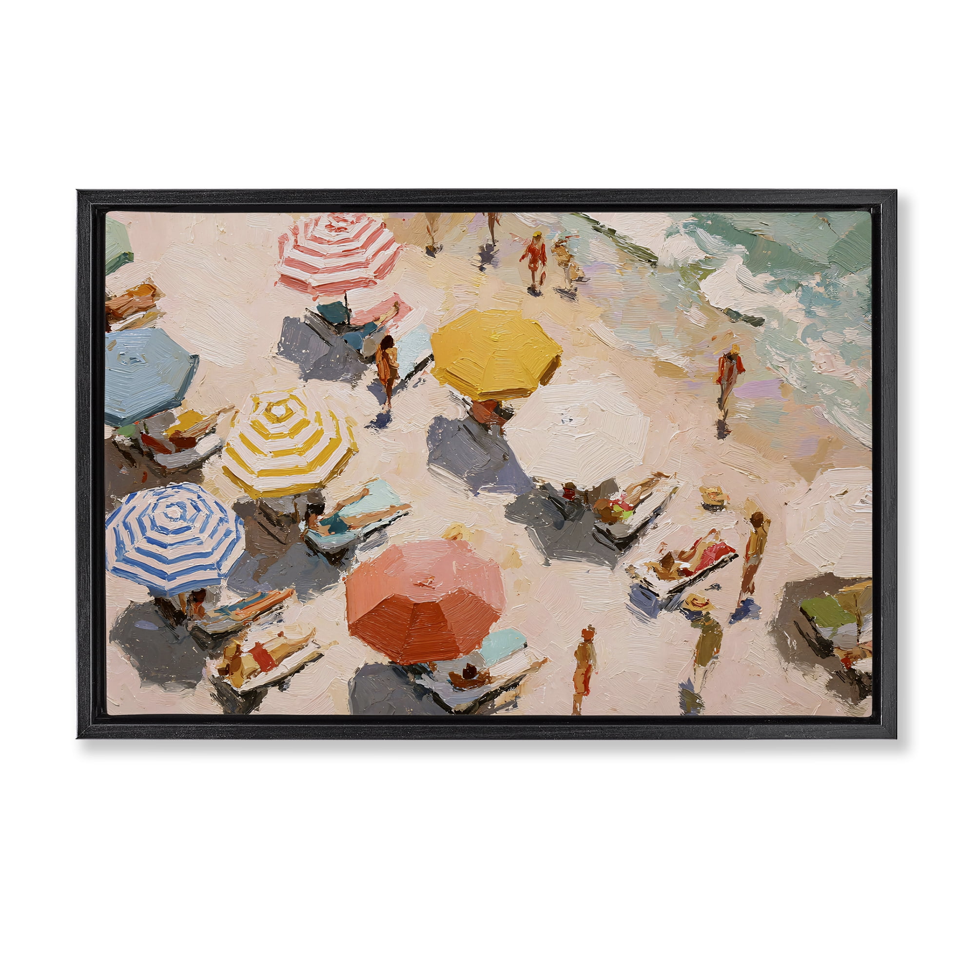 Stupell Industries Summer Beach Fun Expression Black Framed Floater Canvas Wall Art, design by Jacky Ngan