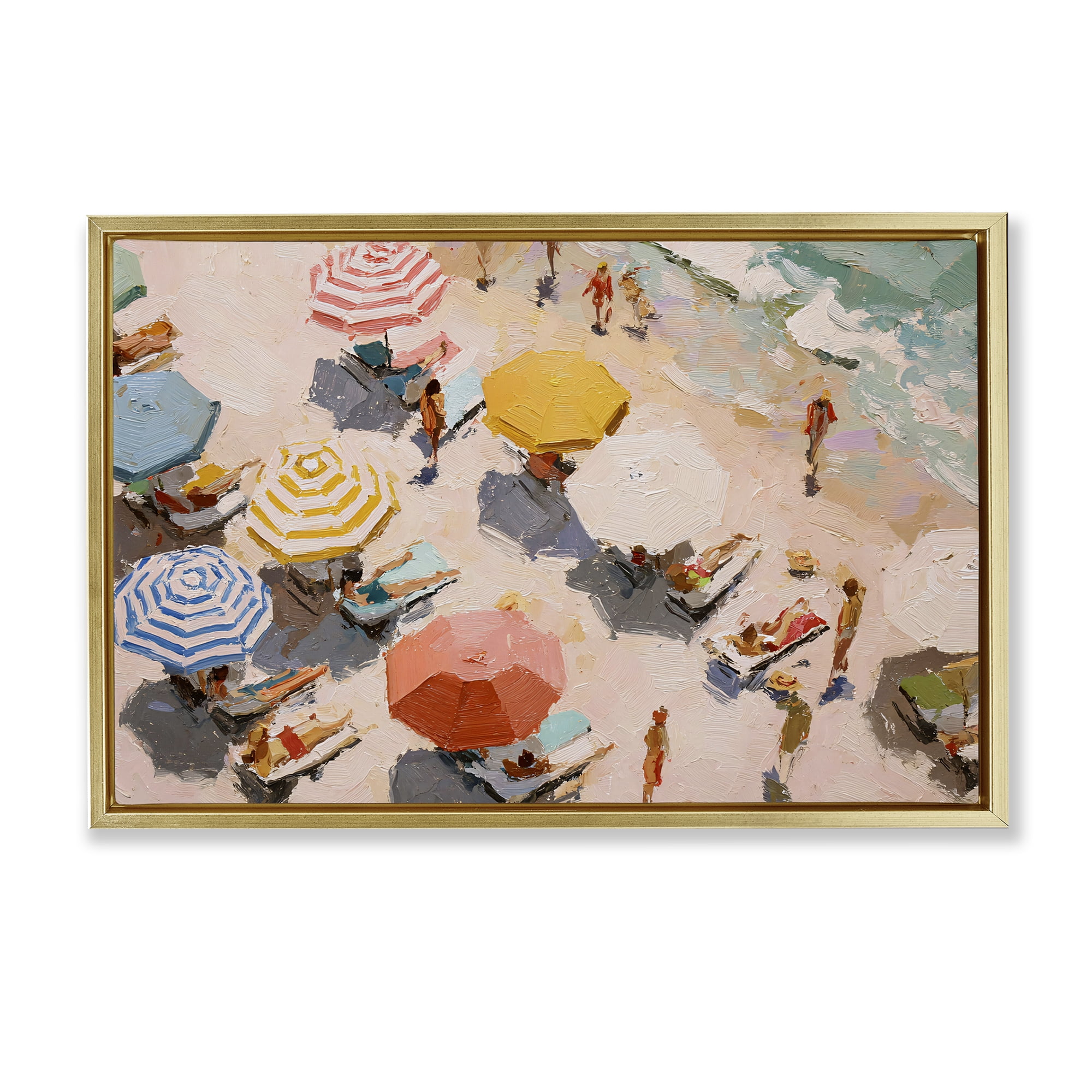 Stupell Industries Summer Beach Fun Expression Gold Framed Floater Canvas Wall Art, design by Jacky Ngan