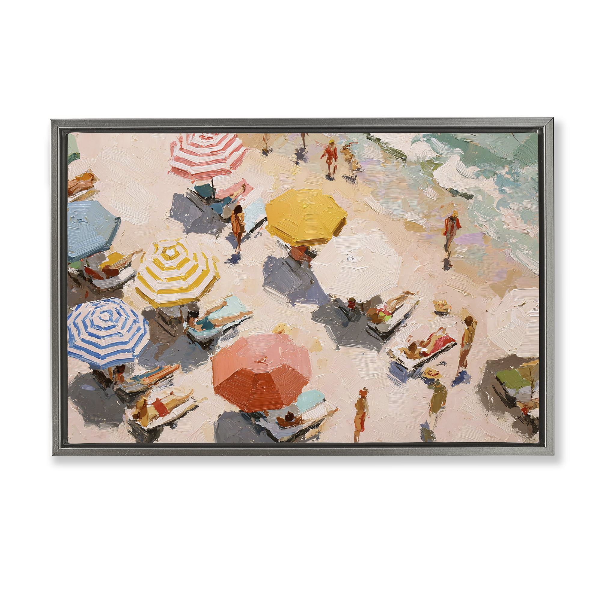 Stupell Industries Summer Beach Fun Expression Gray Framed Floater Canvas Wall Art, design by Jacky Ngan