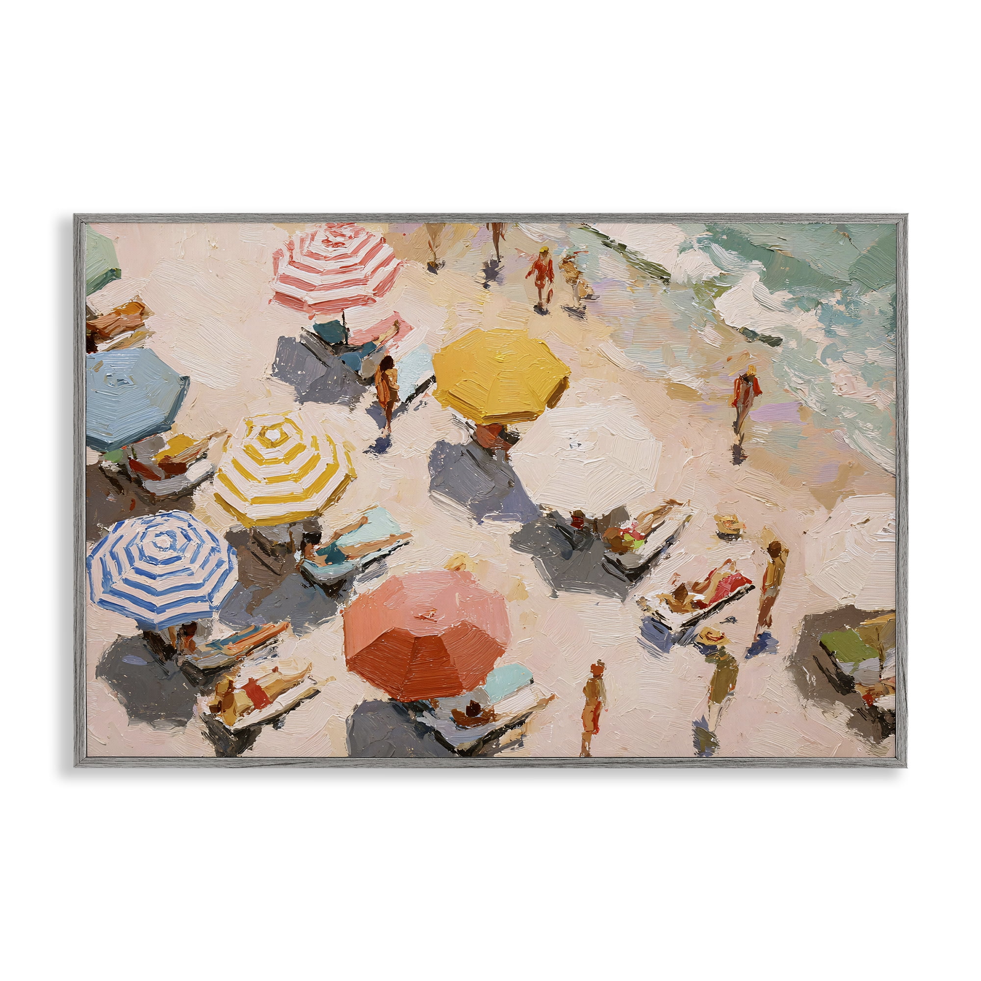 Stupell Industries Summer Beach Fun Expression Gray Framed Giclee Art, design by Jacky Ngan