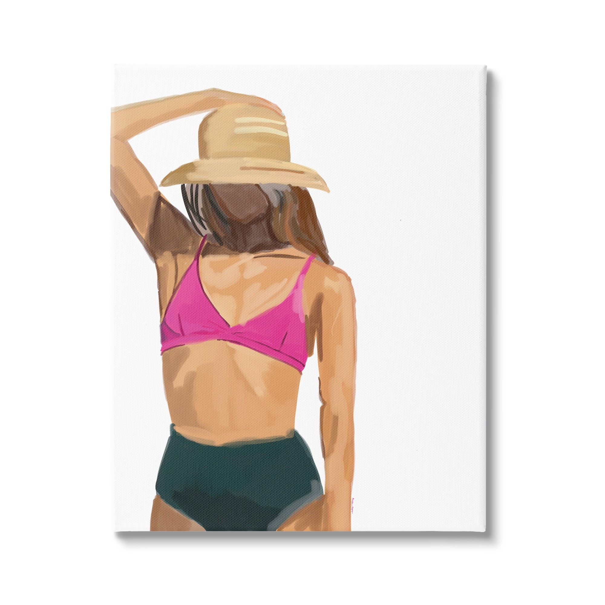 Stupell Industries Summer Beach Girl In Sun Hat Coastal Painting Gallery Wrapped Canvas Print Wall Art