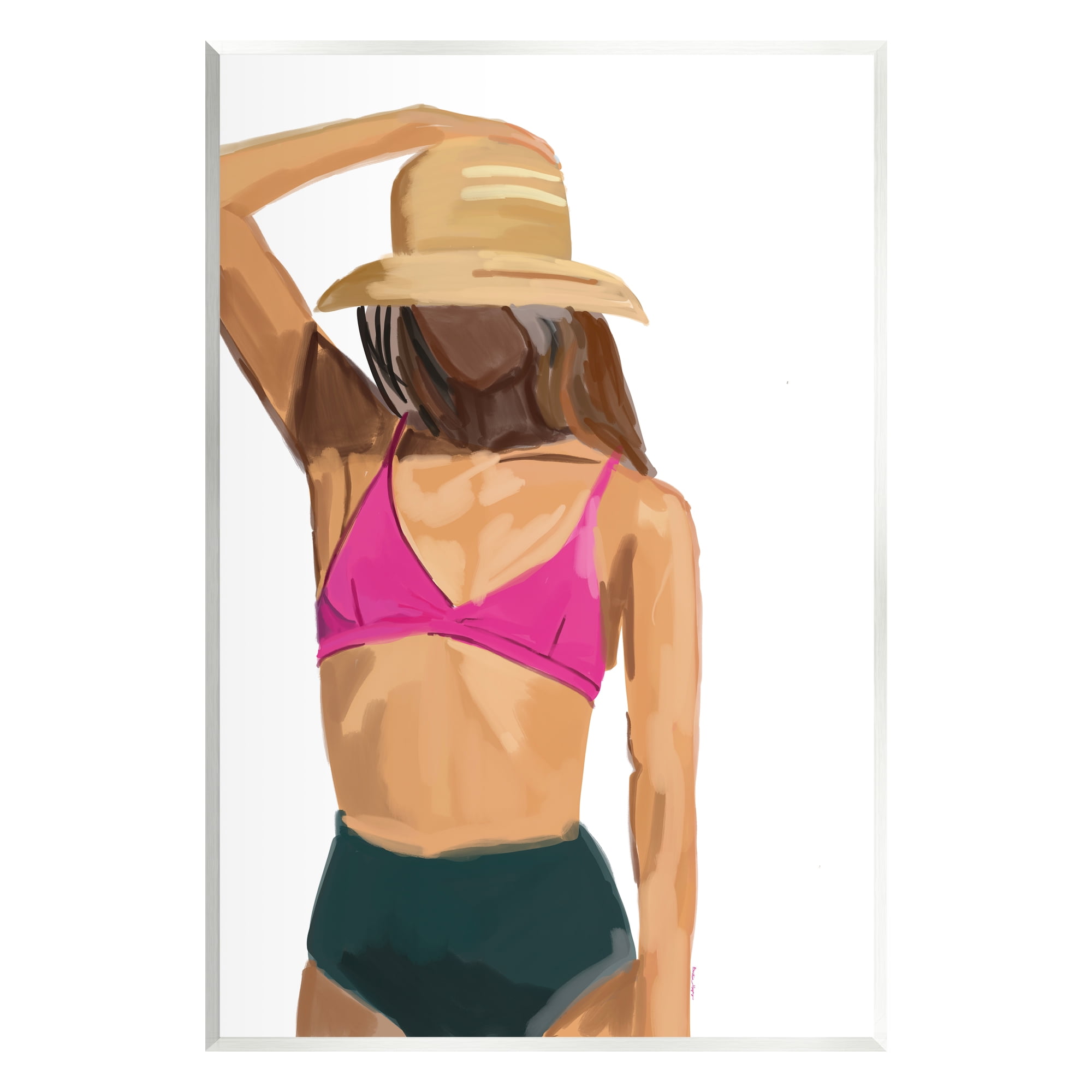 Stupell Industries Summer Beach Girl In Sun Hat Coastal Painting Unframed Art Print Wall Art