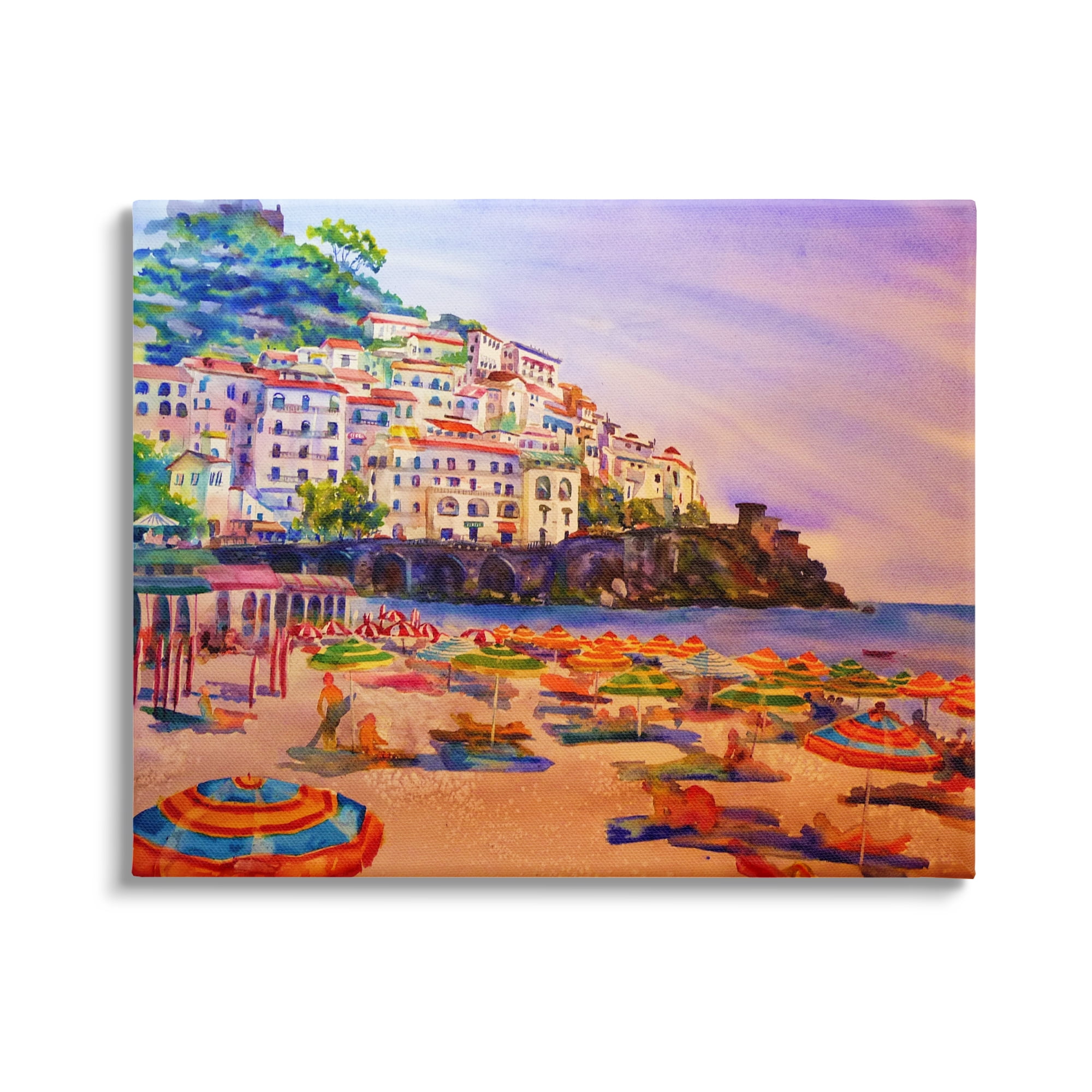 Stupell Industries Summer Beach Landscape Nature Painting Gallery Wrapped Canvas Print Wall Art, 48 x 36