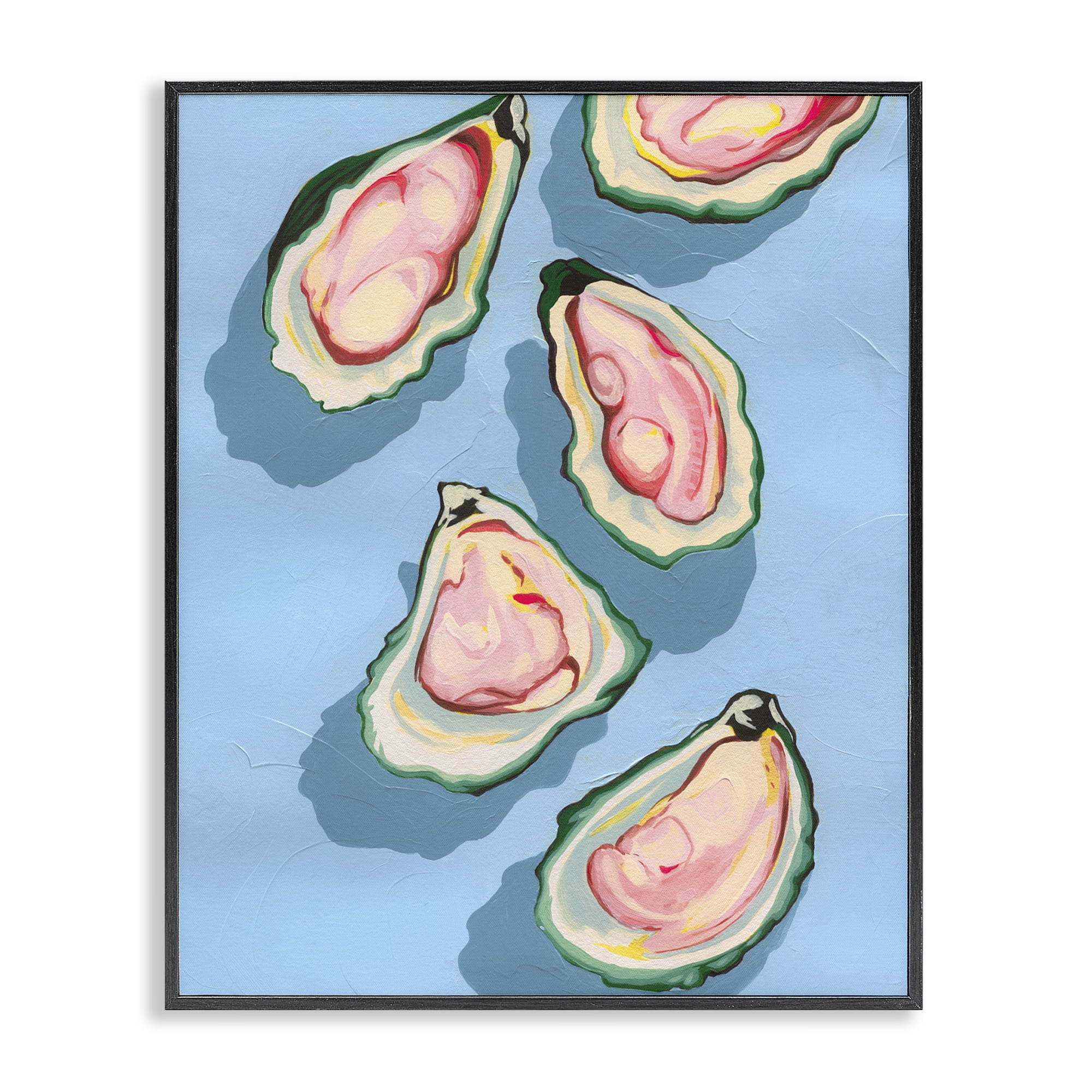 Stupell Industries Summer Beach Oysters Animals & Insects Painting Black Framed Art Print Wall Art, 24 x 30