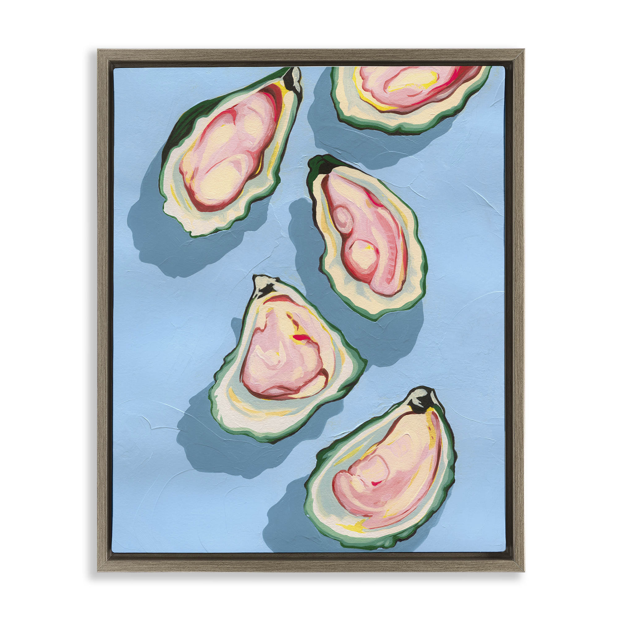 Stupell Industries Summer Beach Oysters Animals & Insects Painting Brown Floater Framed Canvas Art Print Wall Art, 17 x 21