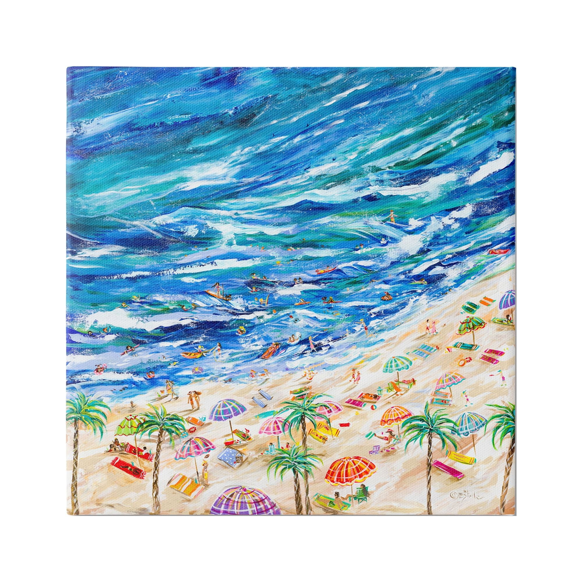 Stupell Industries Summer Beach Painting Abstract Painting Gallery Wrapped Canvas Art Print Wall Art, 24 x 24