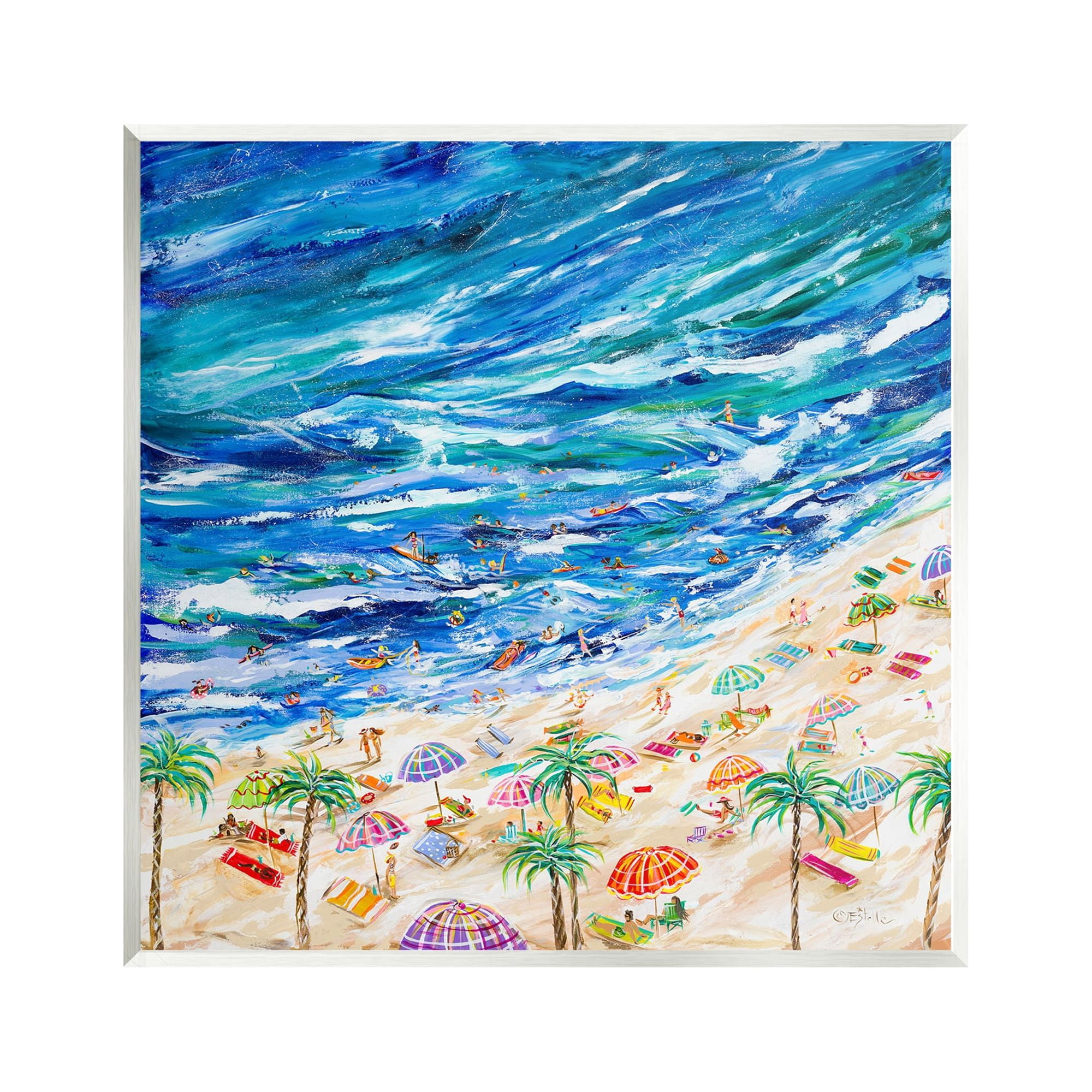 Stupell Industries Summer Beach Painting Abstract Painting Unframed Art Print Wall Art, 12 x 12