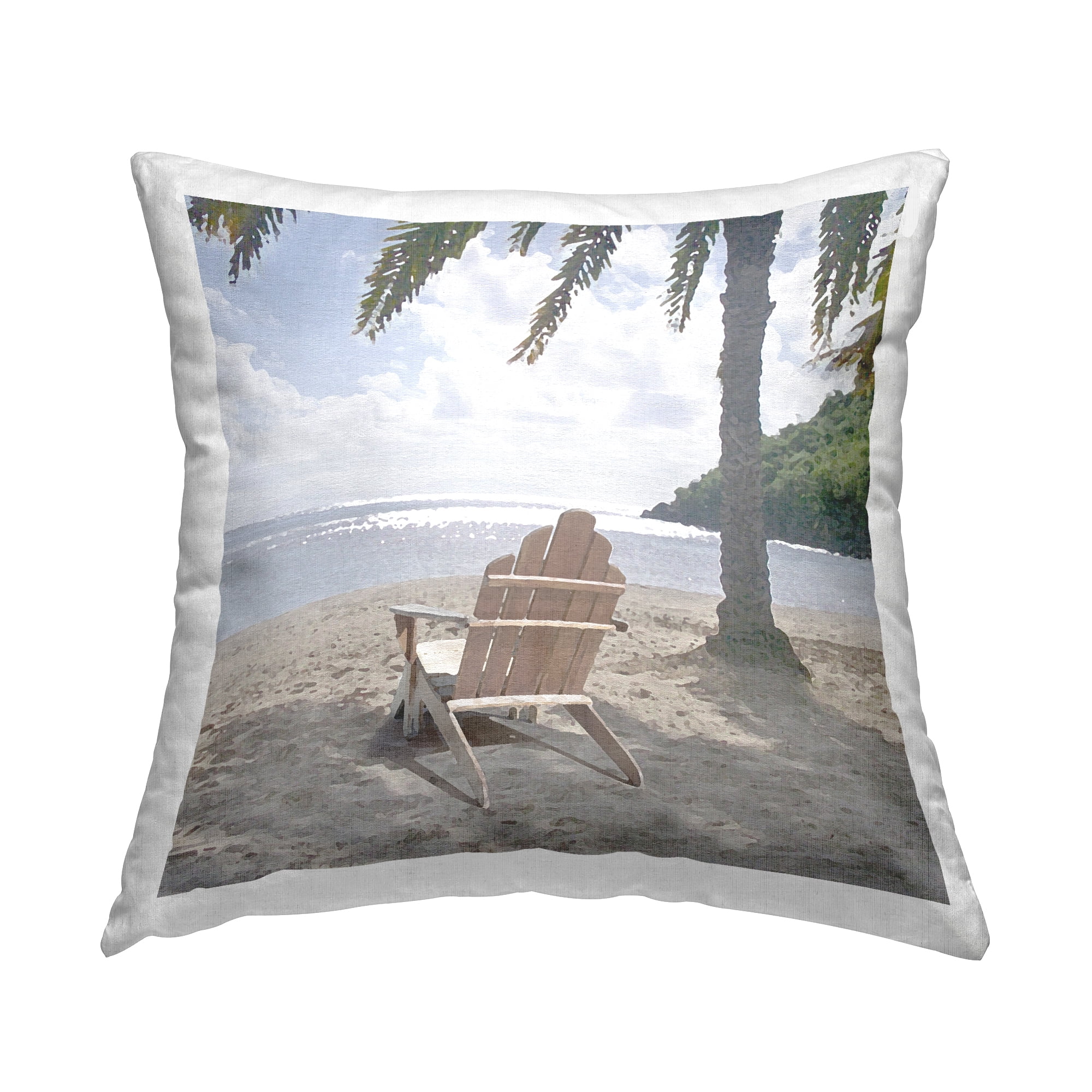 Stupell Industries Summer Beach Palm Tree Square Decorative Printed Throw Pillow, 18 x 18