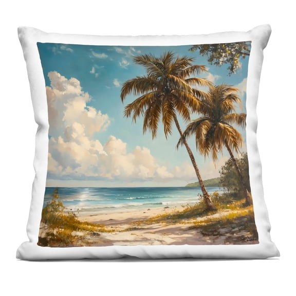 Stupell Industries Summer Beach Palms & Clouds Decorative Printed Throw Pillow design by Creative Studio, 18 x 7 x 18