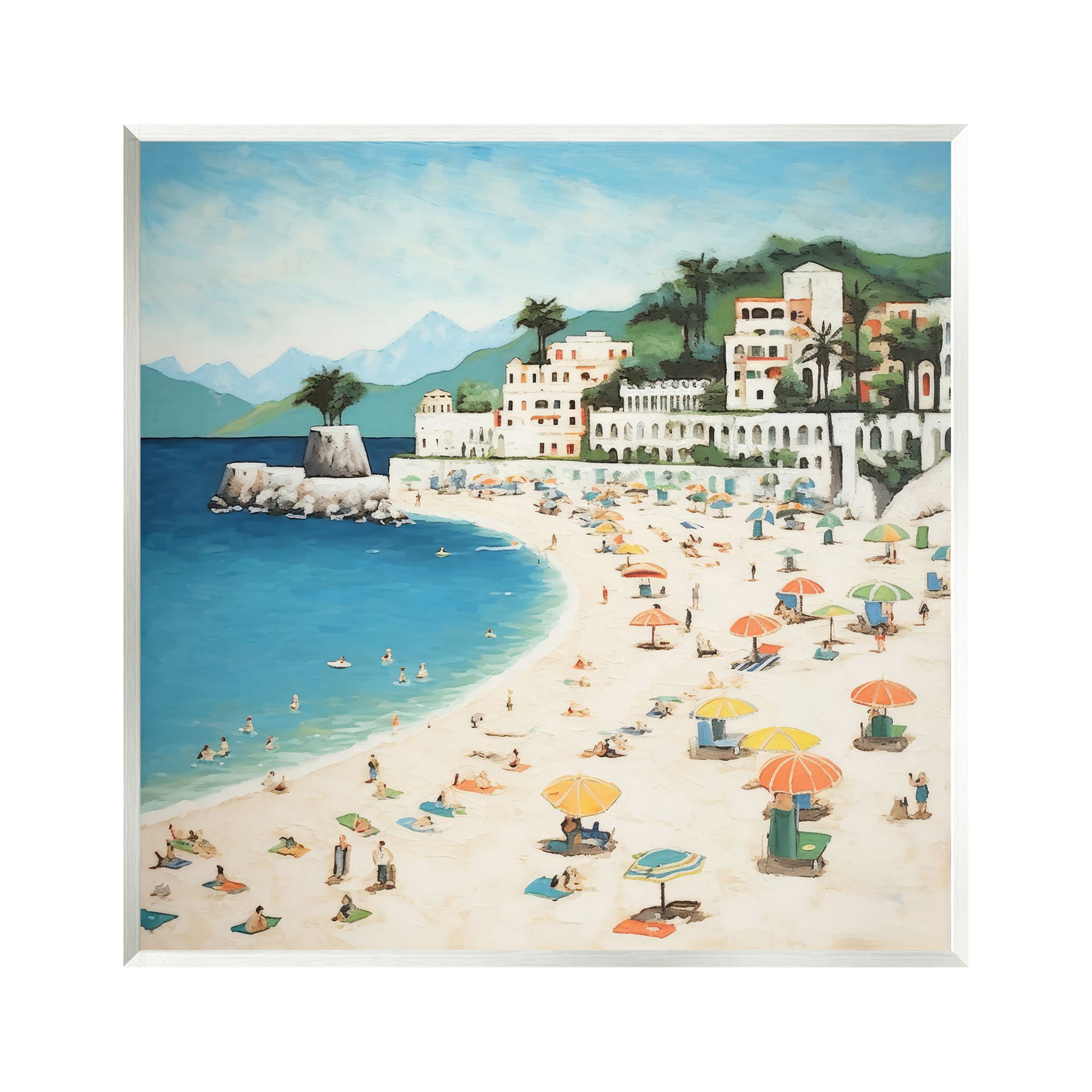 Stupell Industries Summer Beach People Landscape Painting Unframed Art Print Wall Art, 12 x 12