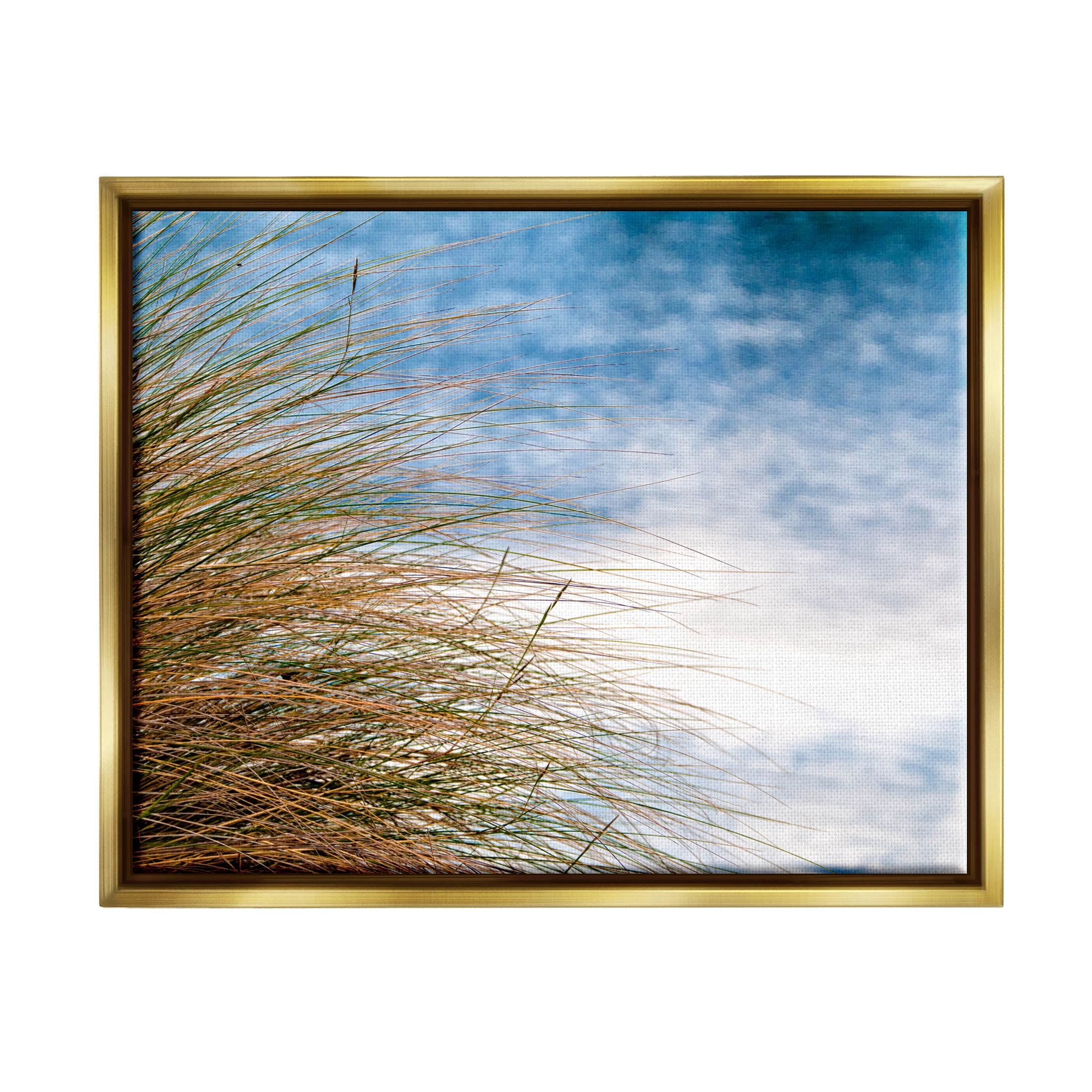 Stupell Industries Summer Beach Reed Grass Photography Photograph Metallic Gold Floating Framed Canvas Print Wall Art, Design by Mary Lou Photography