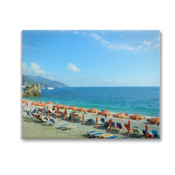 Stupell Industries Summer Beach Resort Landscape Painting Gallery Wrapped Canvas Art Print Wall Art, 20 x 16