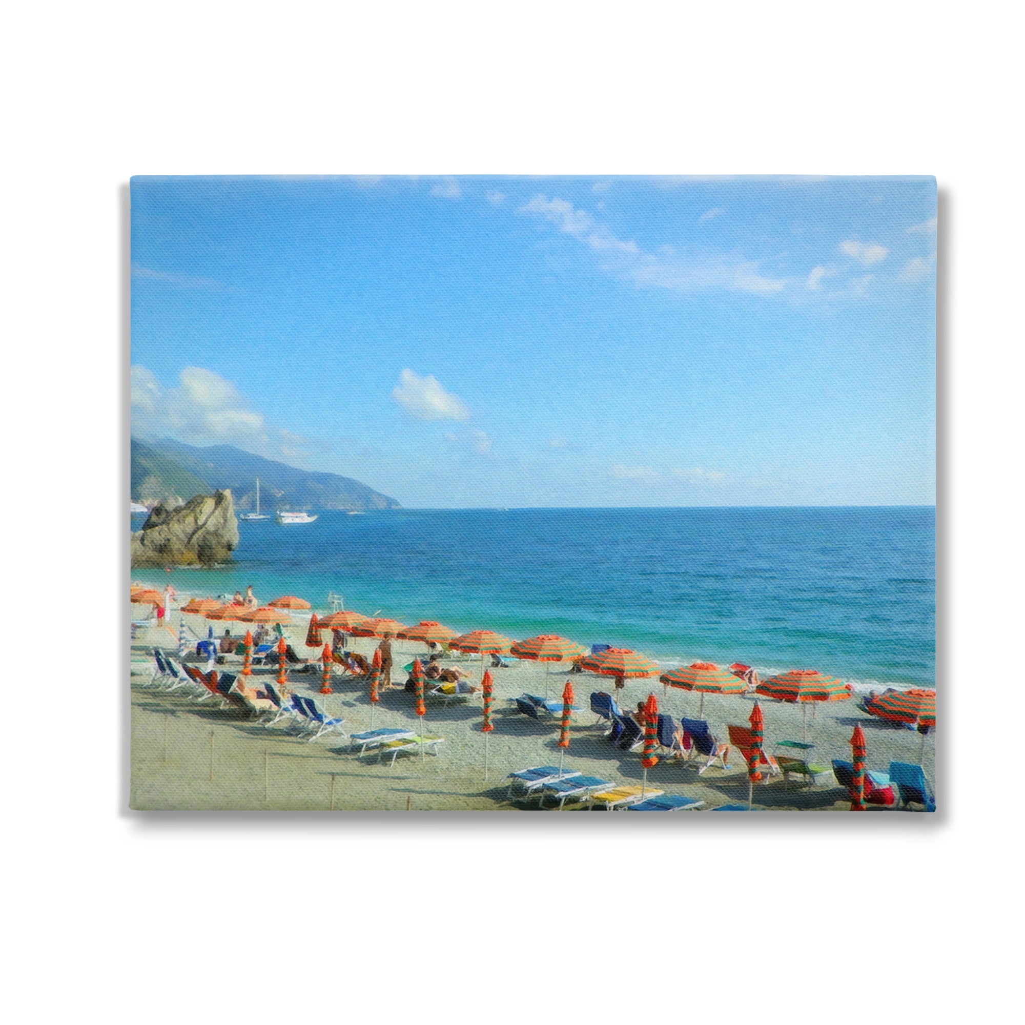 Stupell Industries Summer Beach Resort Landscape Painting Gallery Wrapped Canvas Art Print Wall Art, 30 x 24