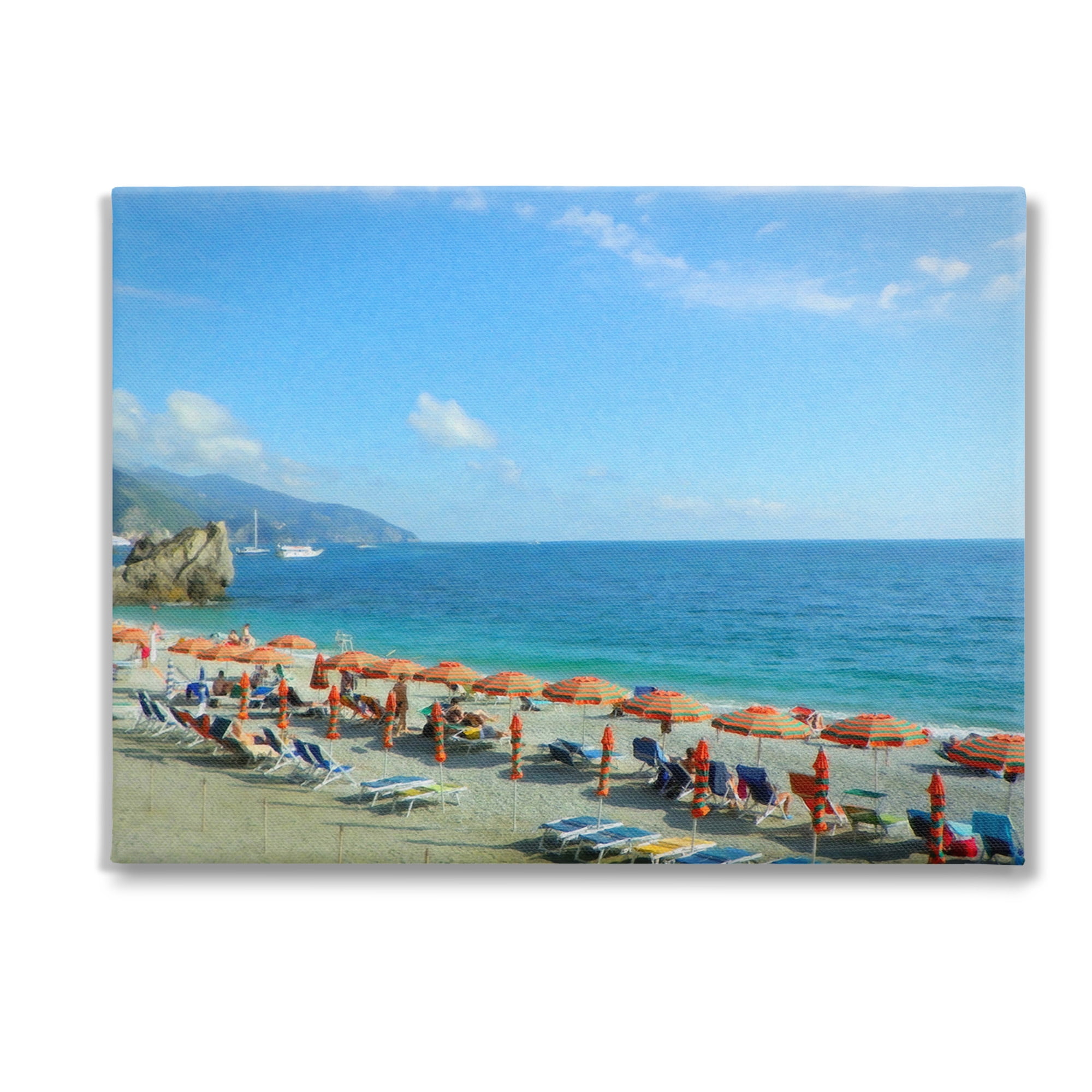 Stupell Industries Summer Beach Resort Landscape Painting Gallery Wrapped Canvas Art Print Wall Art, 40 x 30