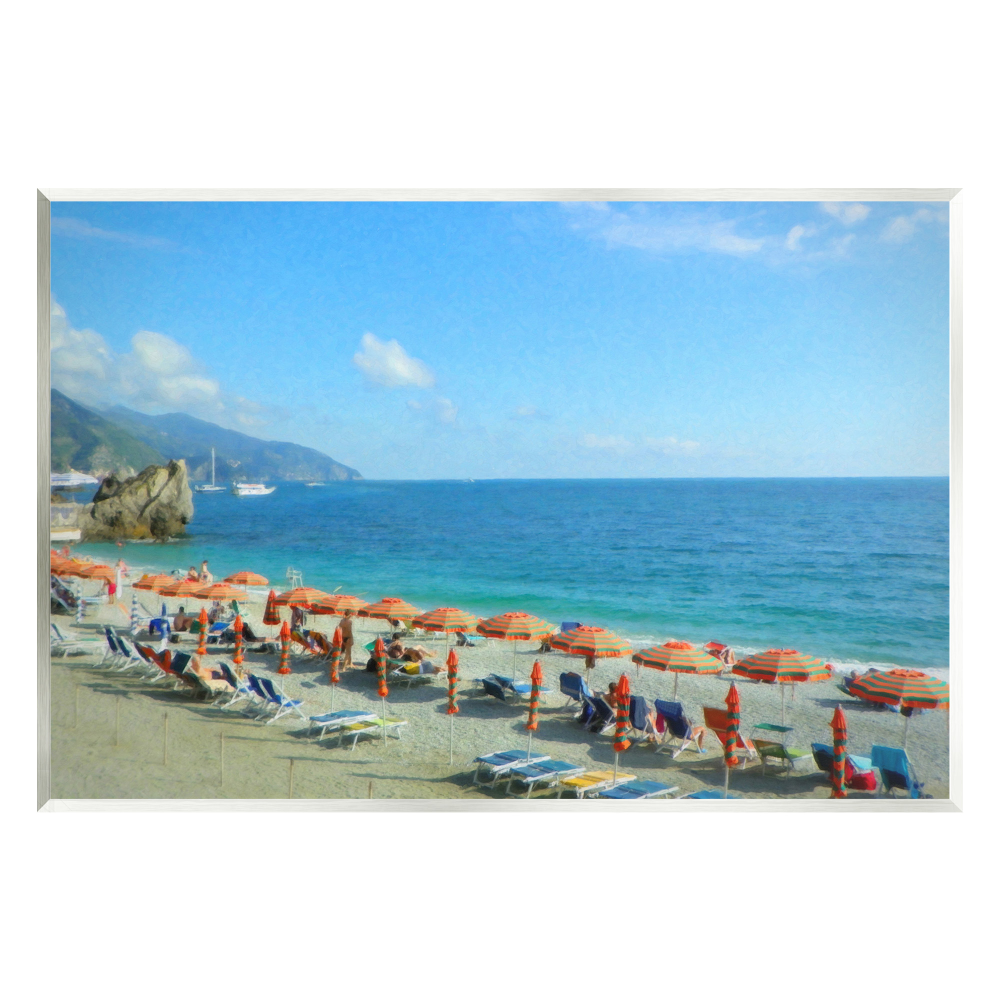 Stupell Industries Summer Beach Resort Landscape Painting Unframed Art Print Wall Art, 15 x 10