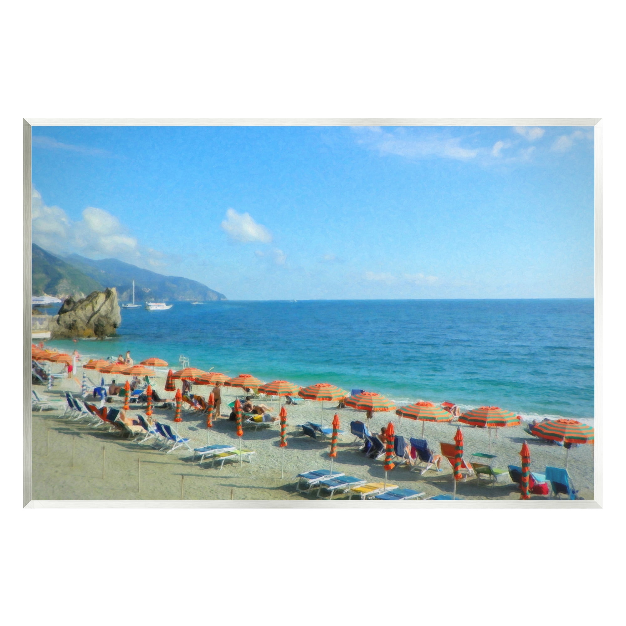 Stupell Industries Summer Beach Resort Landscape Painting Unframed Art Print Wall Art, 19 x 13