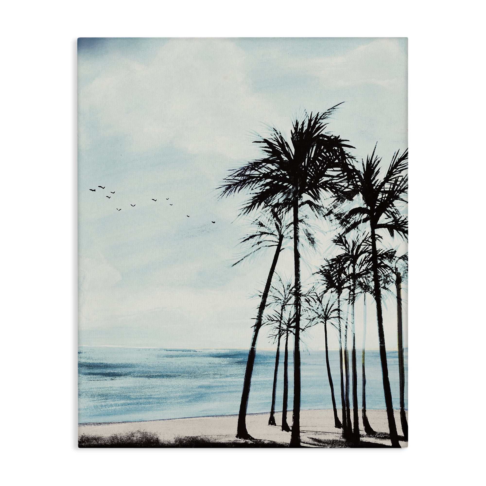 Stupell Industries Summer Beach Silhouette Coastal Painting Gallery Wrapped Canvas Art Print Wall Art, 36 x 48