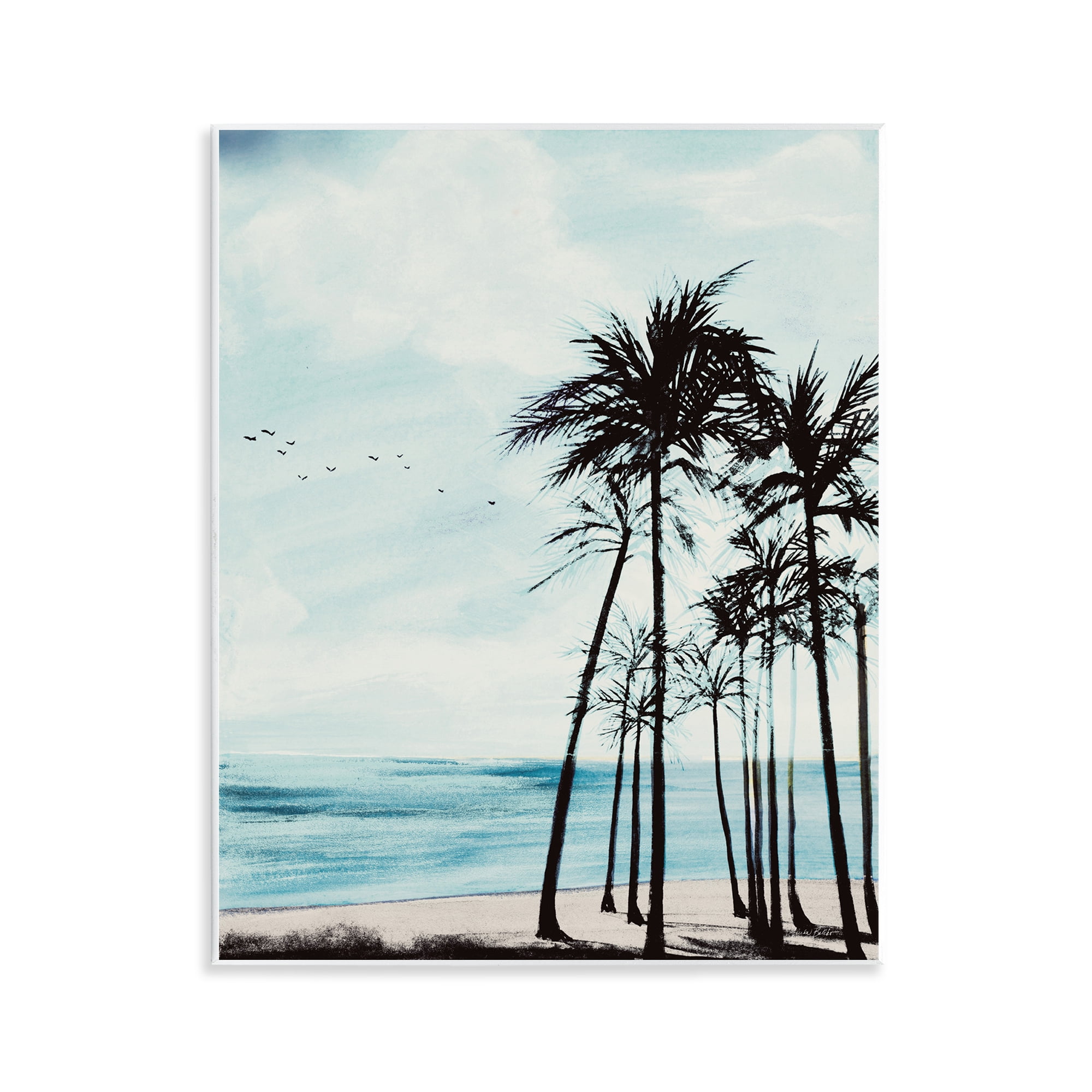 Stupell Industries Summer Beach Silhouette Coastal Painting Unframed Art Print Wall Art, 11 x 14