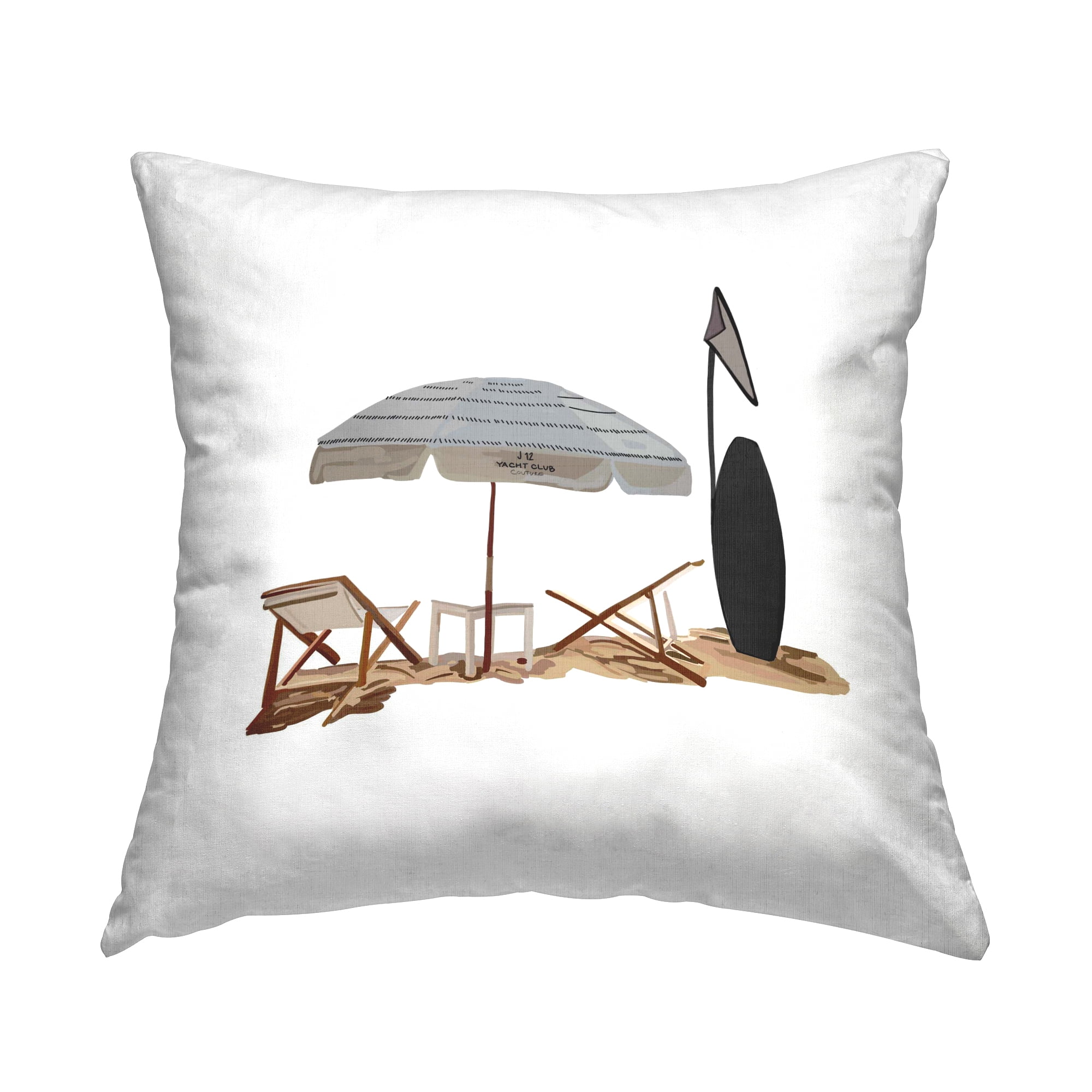 Stupell Industries Summer Beach Surfboard Square Decorative Printed Throw Pillow, 18 x 18