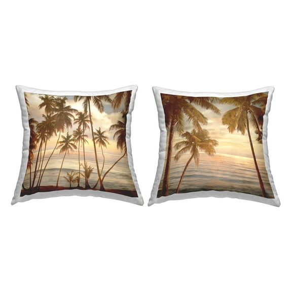 Stupell Industries Summer Beach Tropical Sunset Printed Throw Pillow Design by John Seba (Set of 2)