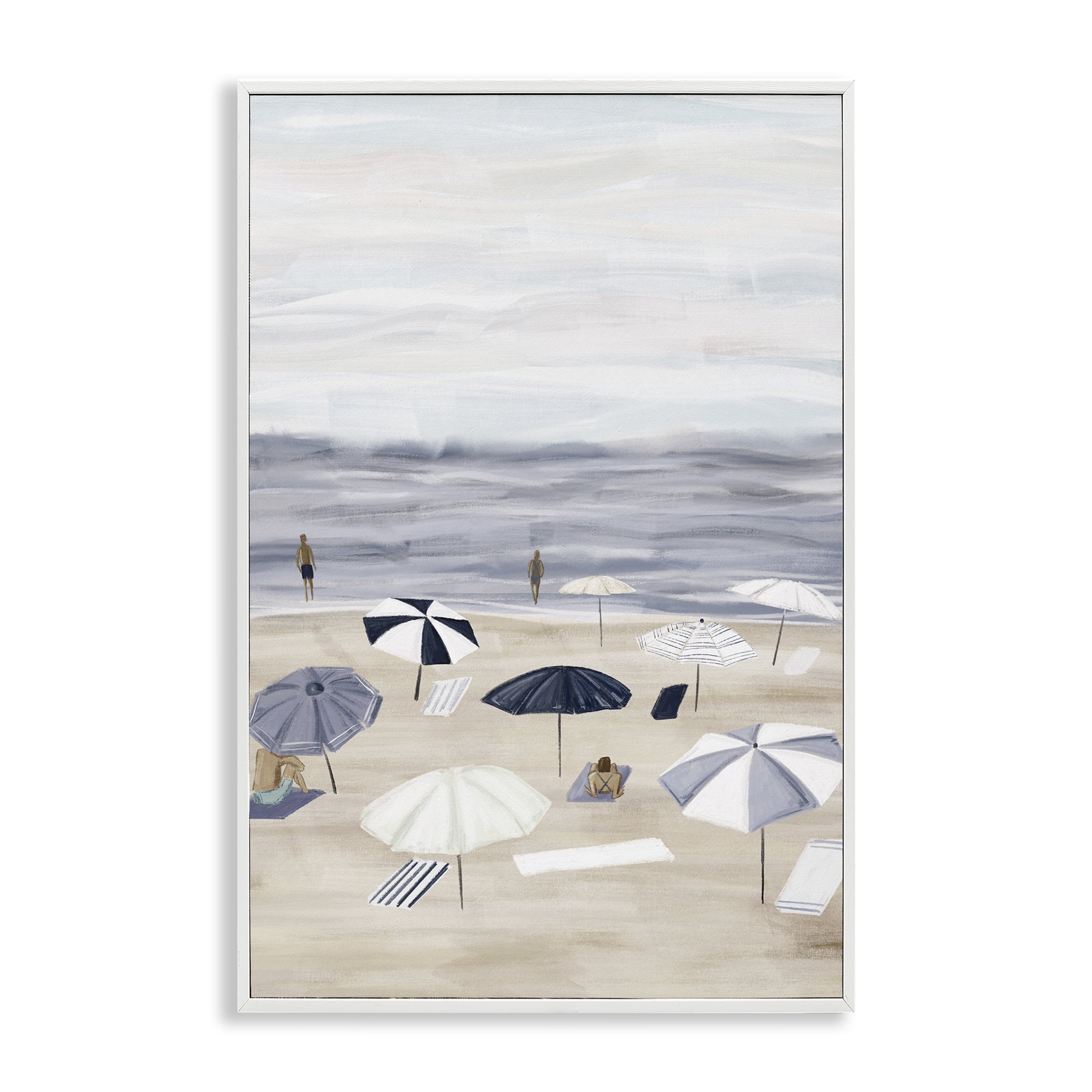 Stupell Industries Summer Beach Umbrellas Nautical & Beach Painting White Framed Art Print Wall Art, 20 x 30