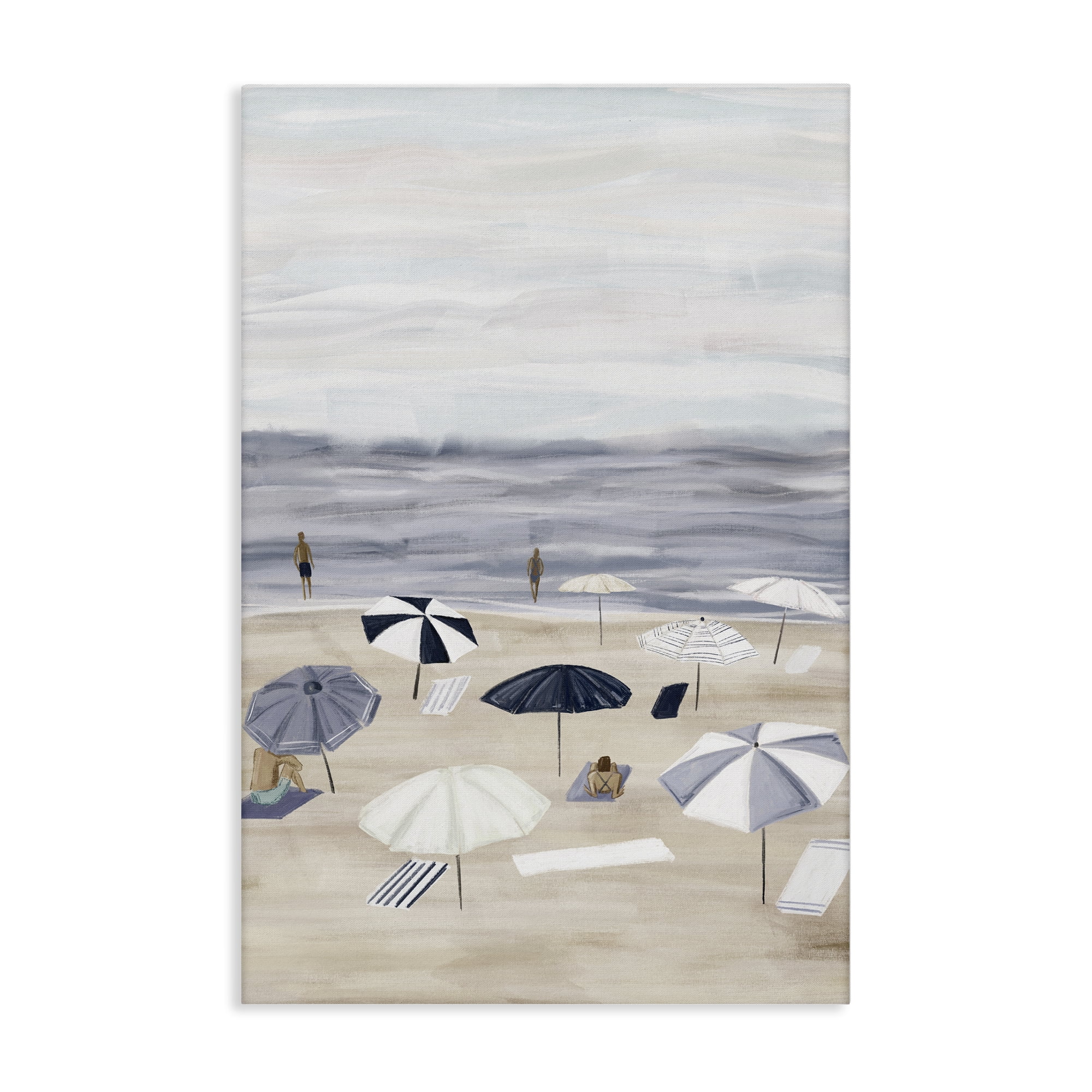 Stupell Industries Summer Beach Umbrellas Nautical & Beach Painting Wrapped Canvas Art Print Wall Art, 24 x 36