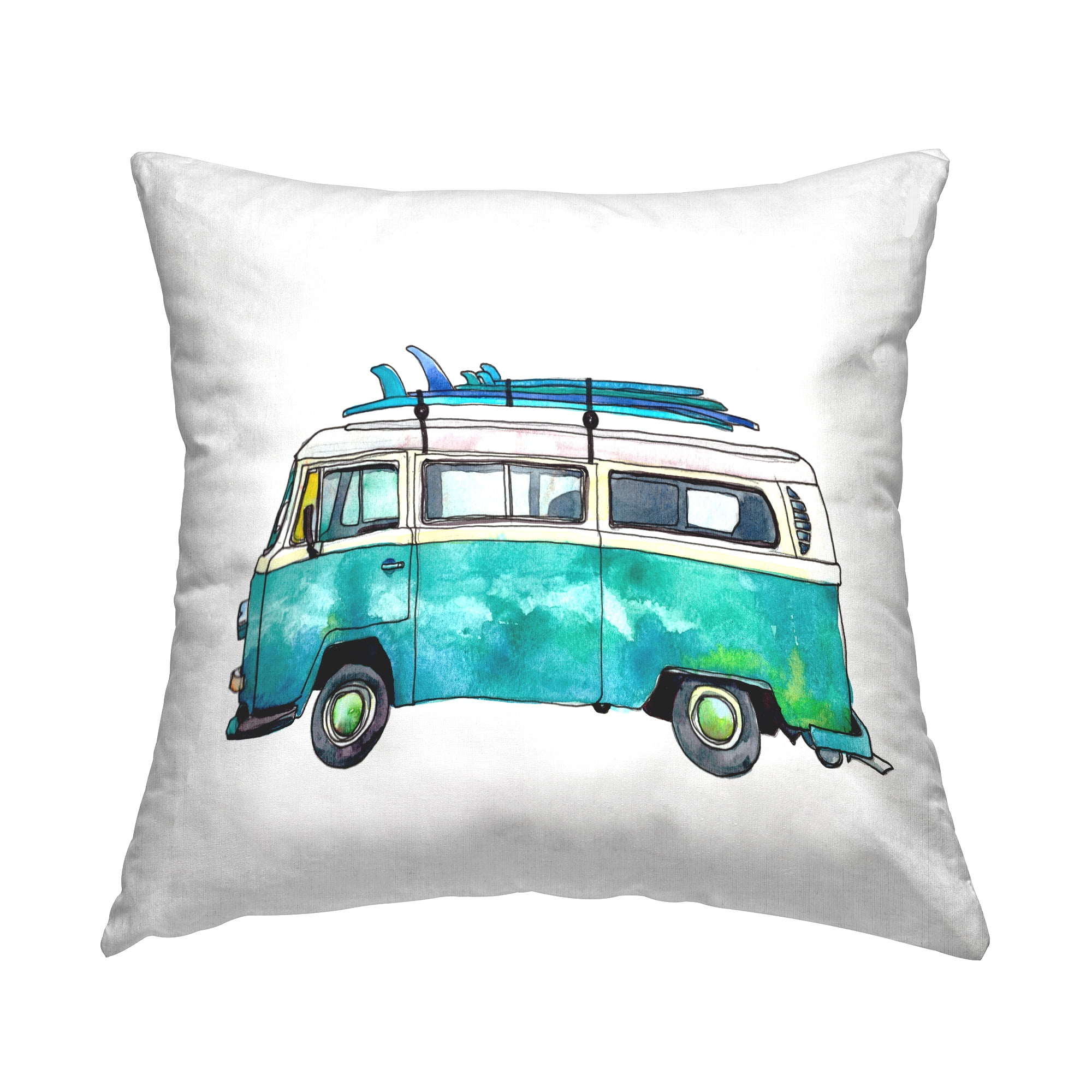Stupell Industries Summer Beach Van Surfboards Printed Throw Pillow Design by Paul McCreery