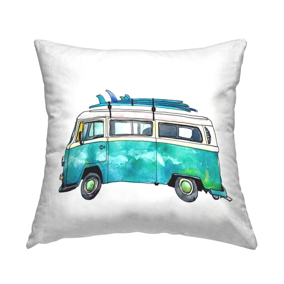 Stupell Industries Summer Beach Van Surfboards Printed Throw Pillow Design by Paul McCreery