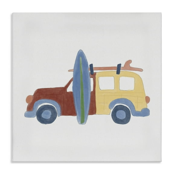 Stupell Industries Summer Beach Wagon Transportation Painting Gallery Wrapped Canvas Art Print Wall Art, 17 x 17