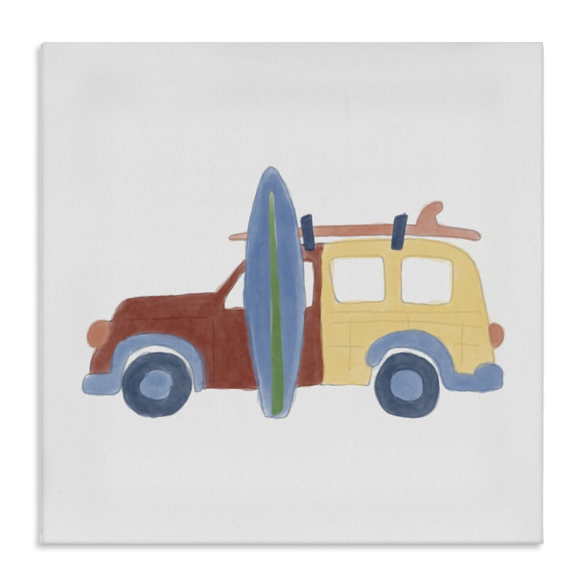 Stupell Industries Summer Beach Wagon Transportation Painting Gallery Wrapped Canvas Art Print Wall Art, 36 x 36