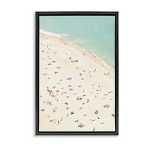 Stupell Industries Summer Beachgoer Crowd Nautical & Beach Photography Black Floater Framed Canvas Art Print Wall Art, 17 x 25