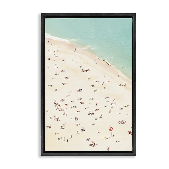 Stupell Industries Summer Beachgoer Crowd Nautical & Beach Photography Black Floater Framed Canvas Art Print Wall Art, 17 x 25
