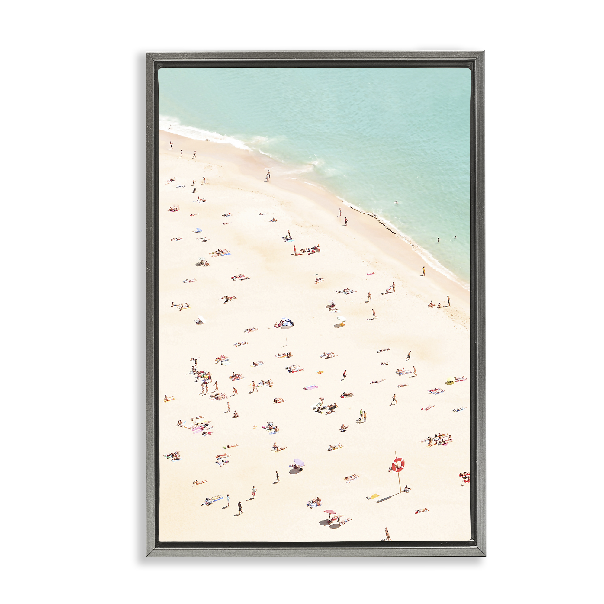 Stupell Industries Summer Beachgoer Crowd Nautical & Beach Photography Gray Floater Framed Canvas Art Print Wall Art, 17 x 25